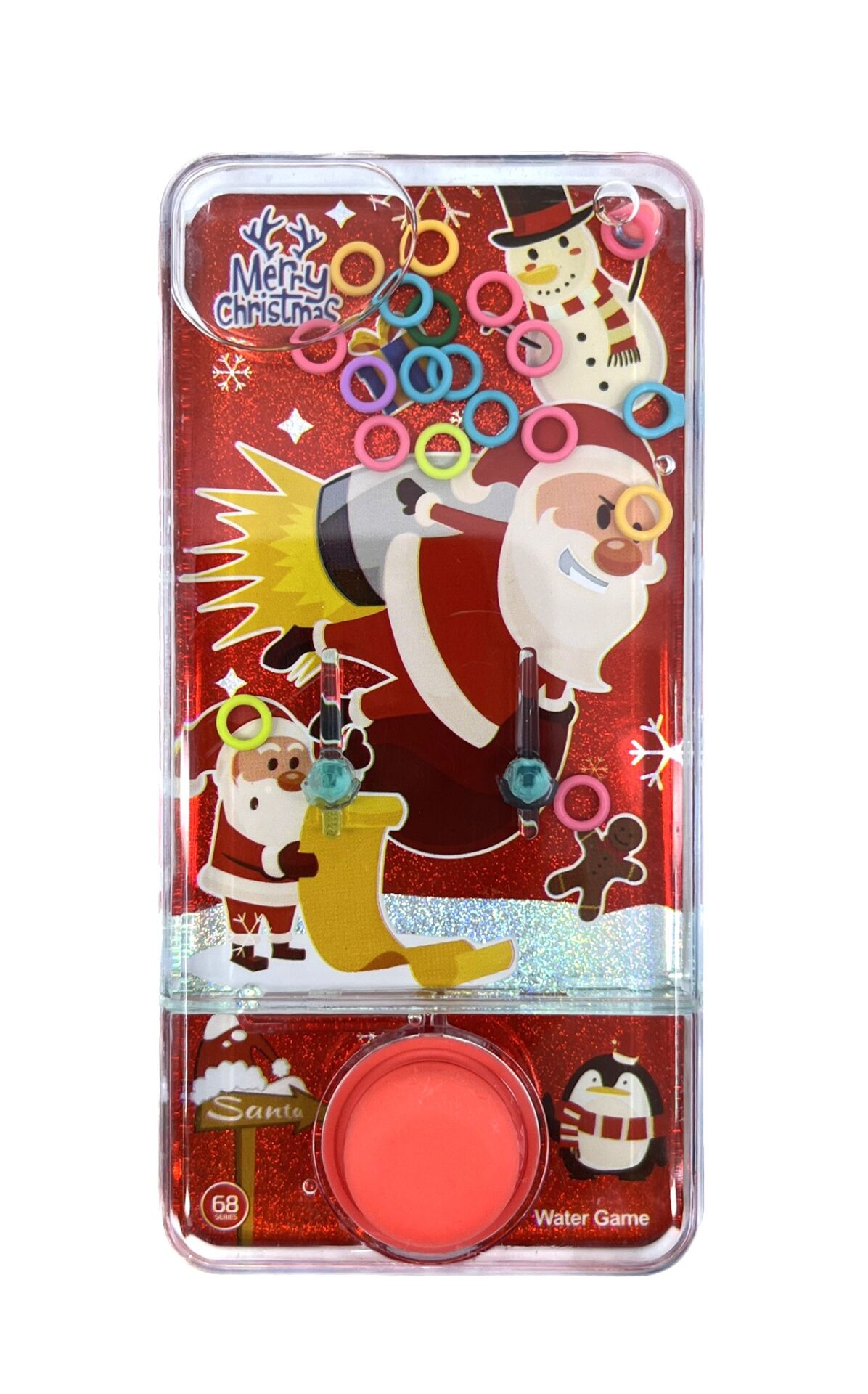 Hediyelik Sulu Halka Geçirme Oyuncağı - Noel Baba ve Kardan Adam Figürlü
