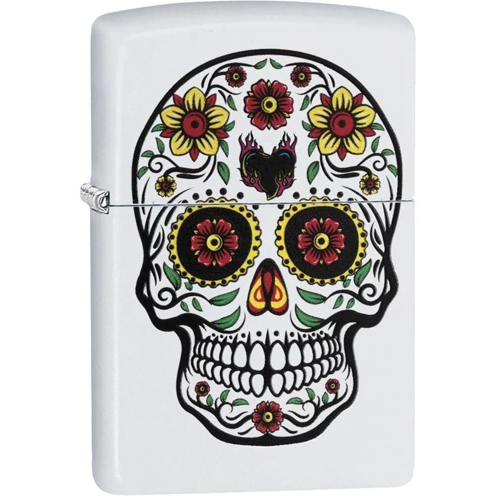 Zippo White Sugar Skull Flowers Dizayn Çakmak