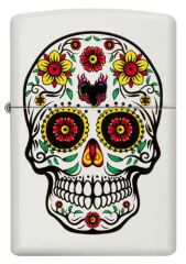Zippo White Sugar Skull Flowers Dizayn Çakmak