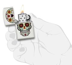 Zippo White Sugar Skull Flowers Dizayn Çakmak