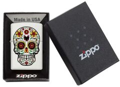 Zippo White Sugar Skull Flowers Dizayn Çakmak