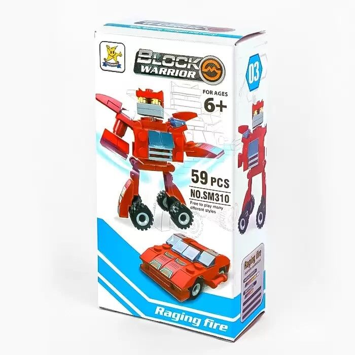 Arabaya Dönüşen Robot Blok Oyuncak Bricks - Block Warrior Racing Fire