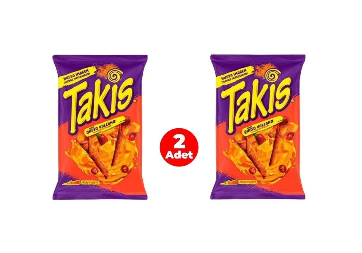Takis Queso Volcano Peynir ve Kırmızı Acı Biber Aromalı Mısır Cipsi 90gr (2 ADET)