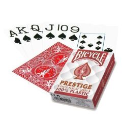 Bicycle Prestige Rider Back 100% Plastik Jumbo Index Oyun İskambil Kartı - Kırmızı