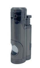 Zorro Çift Torch Pürmüz Puro Çakmağı - Gunmetal