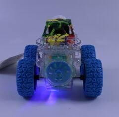 Takla Atan Işıklı Gear Chariot Stunt Car - Mavi