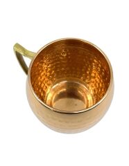 Otantik Dövme Metal Kupa - Gold Pirinç Kulplu Dekoratif Sunum Bardağı