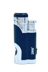 Zorro Çift Torch Pürmüz Puro Çakmağı - Siyah/Parlak Krom