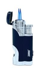 Zorro Çift Torch Pürmüz Puro Çakmağı - Siyah/Parlak Krom