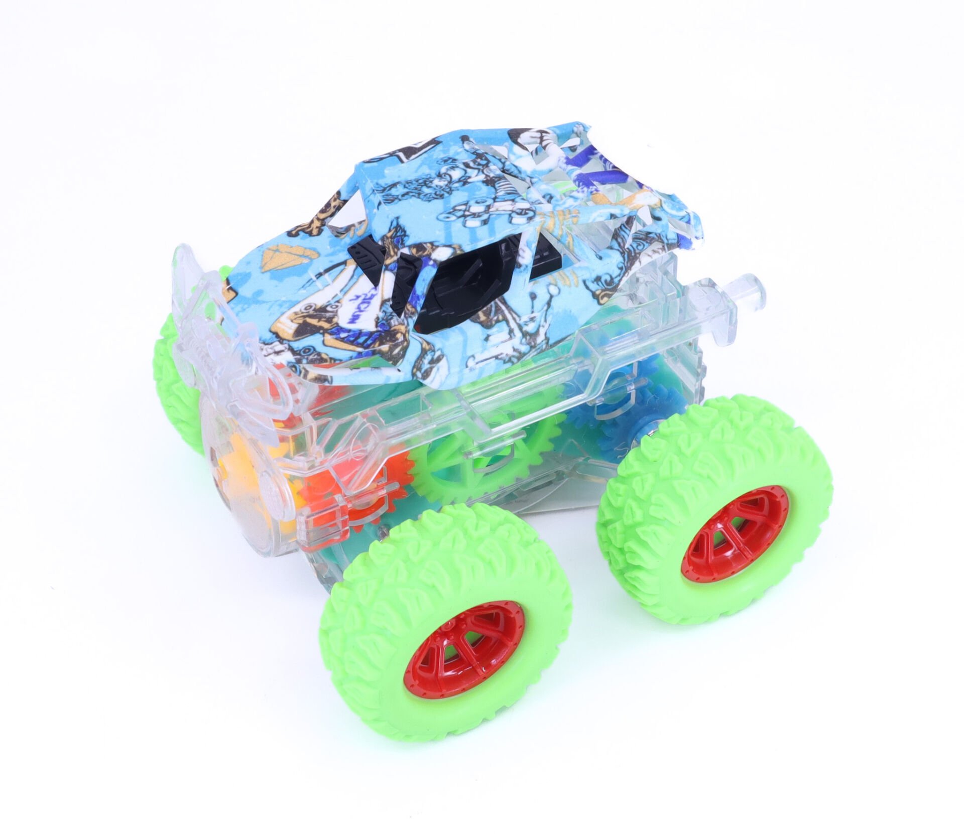 Takla Atan Işıklı Gear Chariot Stunt Car - Yeşil