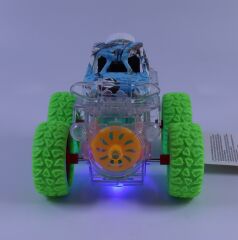 Takla Atan Işıklı Gear Chariot Stunt Car - Yeşil