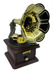 Nostaljik Gramofon Müzik Kutusu ve Takı Kutusu - Retro Tasarım Dekoratif Obje - Rhythm Phone