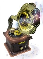 Nostaljik Gramofon Müzik Kutusu ve Takı Kutusu - Retro Tasarım Dekoratif Obje - Rhythm Phone