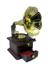 Nostaljik Gramofon Müzik Kutusu ve Takı Kutusu - Retro Tasarım Dekoratif Obje - Rhythm Phone