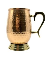 Otantik Dövme Metal Kupa - Gold Pirinç Kulplu Dekoratif Uzun Sunum Bardağı