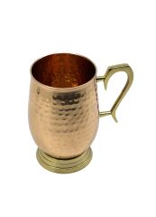 Otantik Dövme Metal Kupa - Gold Pirinç Kulplu Dekoratif Uzun Sunum Bardağı
