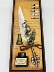 Tüylü Divit Kalem ve Mühür Seti