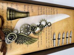 Tüylü Divit Kalem ve Mühür Seti