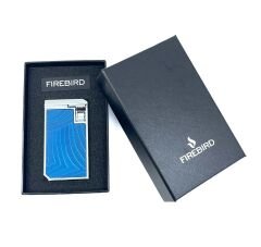 Firebird Parlak Krom Çift Torch Puro Çakmağı - Mavi