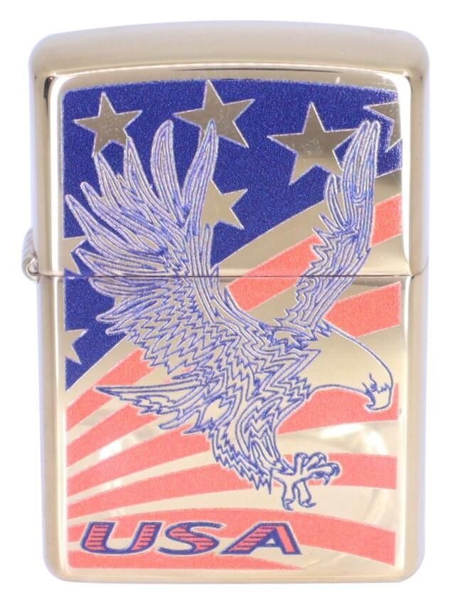 Zippo American Eagle And Flag Dizayn Çakmak