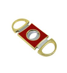 Firebird Altın Sarısı Kırmızı Karbon Fiber Desenli Giyotin Puro Kesici - Çift Bıçaklı Paslanmaz Çelik