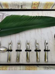 Tüylü Divit Kalem Seti / Yeşil