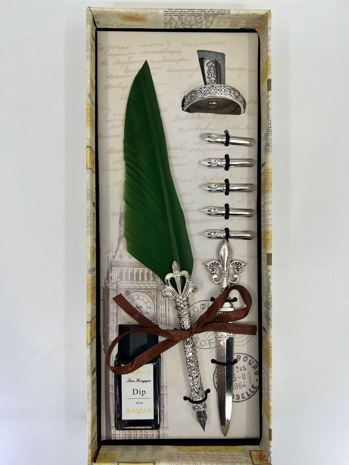 Tüylü Divit Kalem Seti / Yeşil