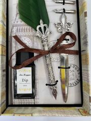 Tüylü Divit Kalem Seti / Yeşil