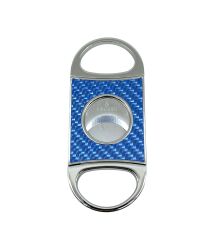 Firebird Gümüş Renk Mavi Karbon Fiber Desenli Giyotin Puro Kesici - Çift Bıçaklı Paslanmaz Çelik