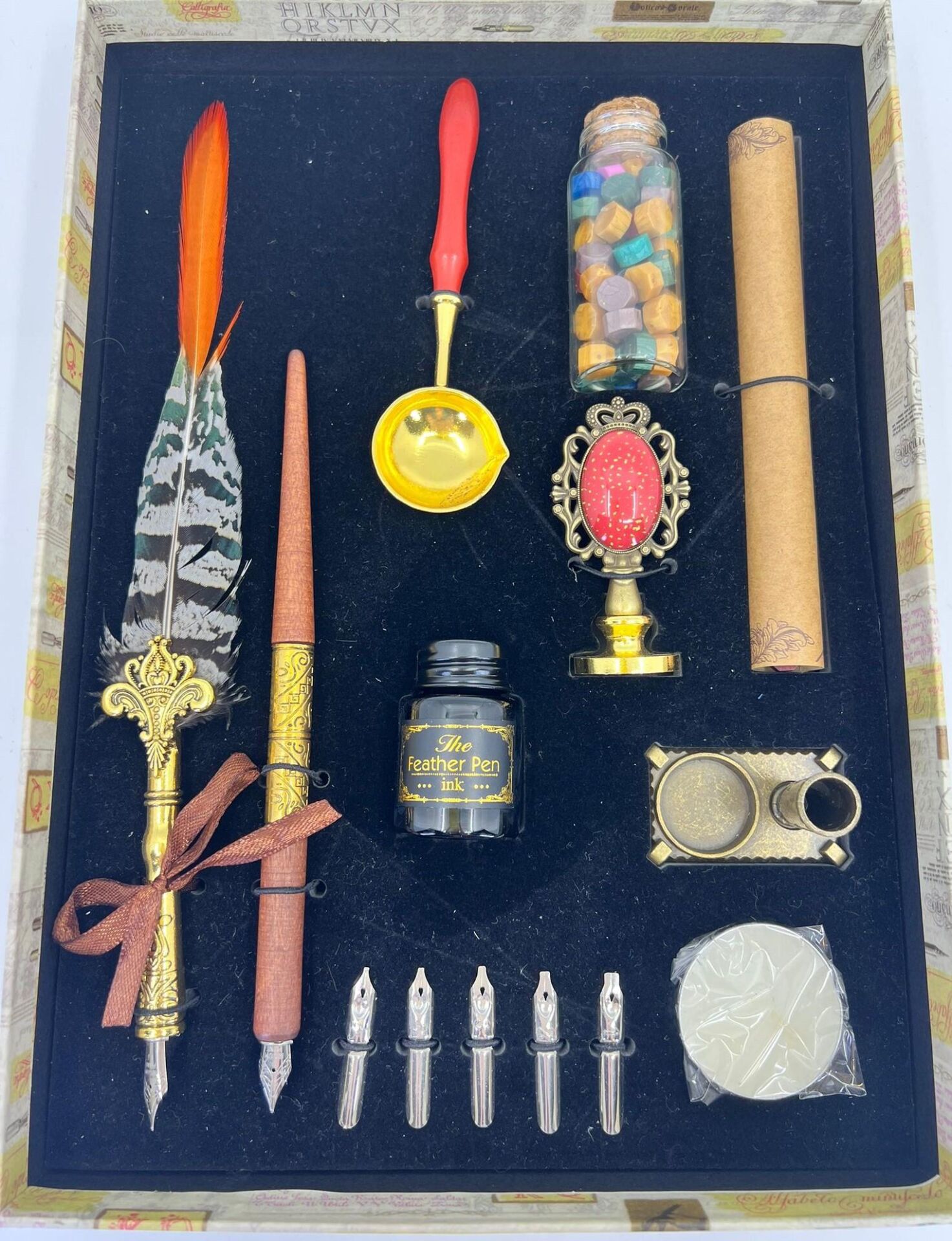 Tüylü Divit Kalem ve Mühür Seti