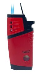 Takito Çift Torch Pürmüz Puro Çakmağı - Siyah/Kırmızı