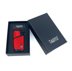 Takito Çift Torch Pürmüz Puro Çakmağı - Siyah/Kırmızı