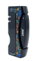 Zorro Metal Pürmüz Alevli Puro Çakmağı – Ethnic Art (Siyah)