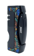 Zorro Metal Pürmüz Alevli Puro Çakmağı – Ethnic Art (Siyah)