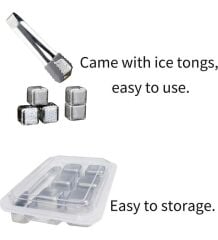 Paslanmaz Çelik Buz Taşı - Soğutma Küpü 6'lı Set