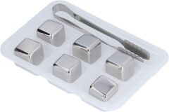 Paslanmaz Çelik Buz Taşı - Soğutma Küpü 6'lı Set