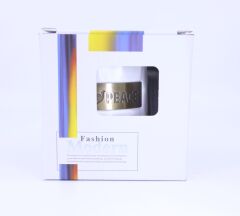 Bambu Kapaklı Porselen Kupa Bardak Beyaz