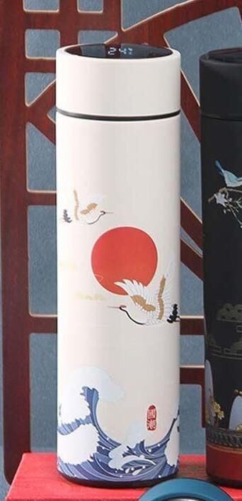 Dijital Isı Göstergeli Desenli Termos