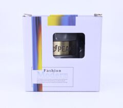 Bambu Kapaklı Porselen Kupa Bardak Gri