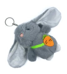 Sevimli Gri Tavşan Büyük Kulak Peluş Anahtarlık