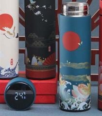 Dijital Isı Göstergeli Desenli Termos