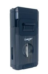 EuroJet Çift Torch Jet Alev Masa Tipi Puro Makaslı Puro Çakmağı - Siyah