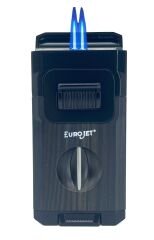 EuroJet Çift Torch Jet Alev Masa Tipi Puro Makaslı Puro Çakmağı - Siyah