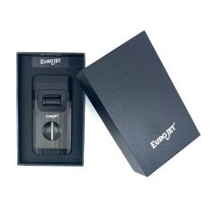 EuroJet Çift Torch Jet Alev Masa Tipi Puro Makaslı Puro Çakmağı - Siyah