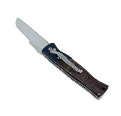 Paslanmaz Çelik Katlanır Çakı Kılıflı - Kahverengi Ahşap Kabze