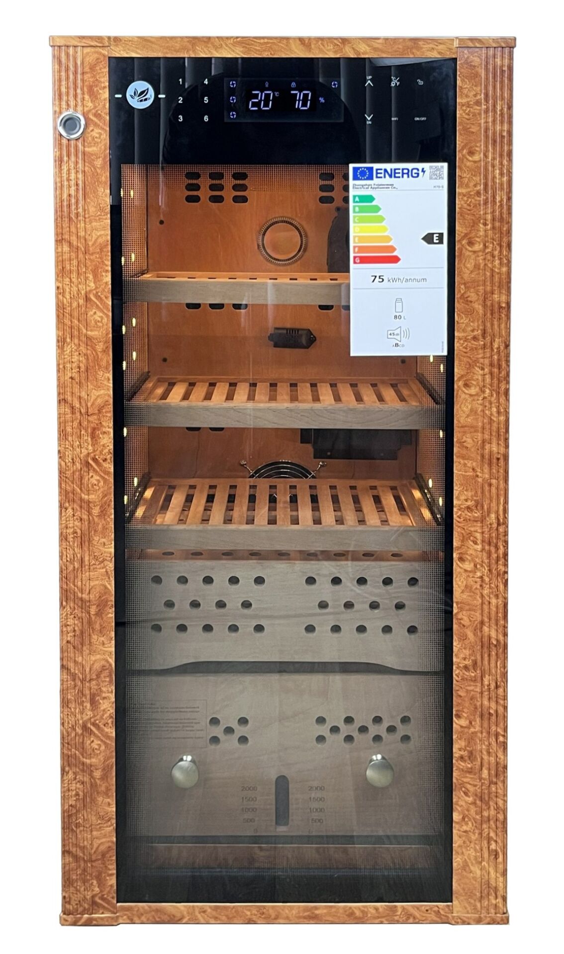 Boveda H-70S Elektrikli Humidor / Puro Saklama Dolabı - Kahverengi Maun