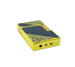 Dupont Tarzı Metal Çakmak Soft Flame Mum Alev - Black Gold (Desenli)