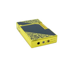 Dupont Tarzı Metal Çakmak Soft Flame Mum Alev - Black Gold (Desenli)