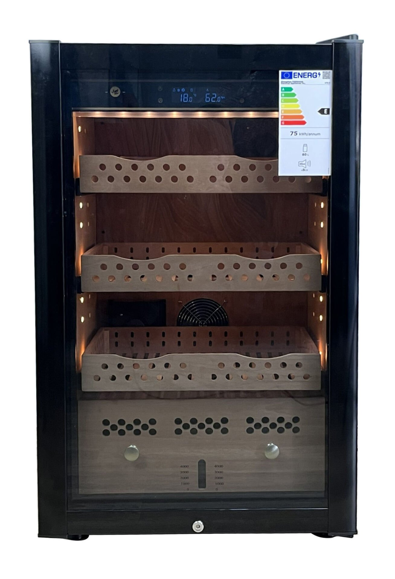 Boveda H-70L Elektrikli Humidor / Puro Saklama Dolabı - Siyah