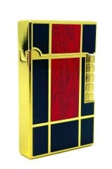 Dupont Tarzı Metal Çakmak Soft Flame Mum Alev - Kare Desen